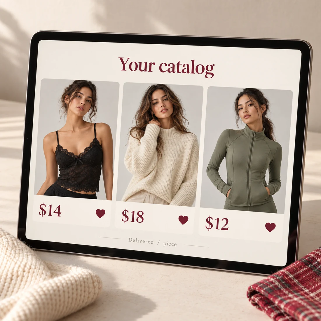 Concept product catalog showing fashion recommendations and delivered prices