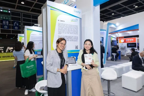 Sourcy team at an exhibition booth