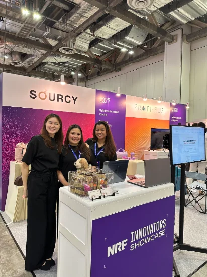 Sourcy team at the NRF exhibition booth